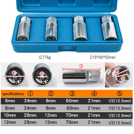 4Pcs Damaged Screws Extraction Socket Kit Storage Box 21.6x9x5cm Nut Remover