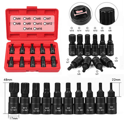10x 3/8 Square Drive Socket Set Hand Tool Chromium Molybdenum Steel Portable