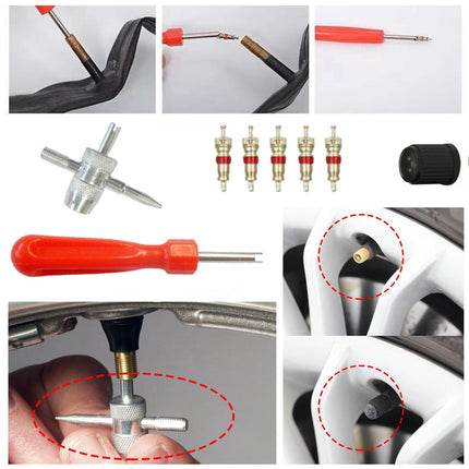33 Pieces Tire Valve Repair Kit for Bicycle Motorcycles Multifunctional