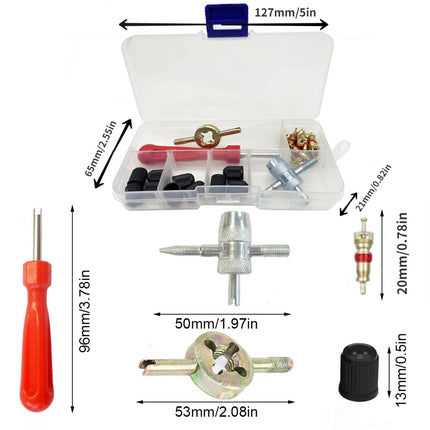 33 Pieces Tire Valve Repair Kit for Bicycle Motorcycles Multifunctional