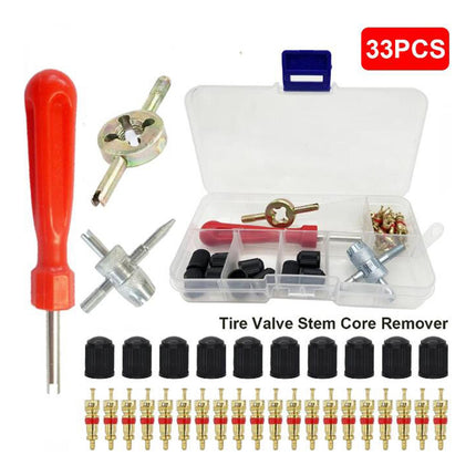 33 Pieces Tire Valve Repair Kit for Bicycle Motorcycles Multifunctional