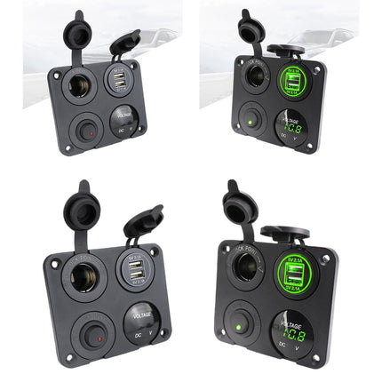 4 in 1 Charger Outlet Socket Panel Car Charger Outlet Socket for RV Car Red