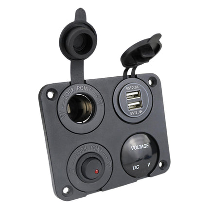 4 in 1 Charger Outlet Socket Panel Car Charger Outlet Socket for RV Car Red