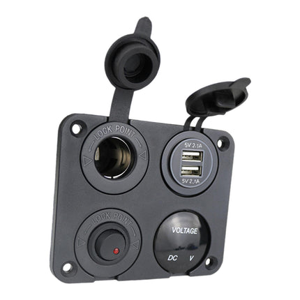 4 in 1 Charger Outlet Socket Panel Car Charger Outlet Socket for RV Car Red