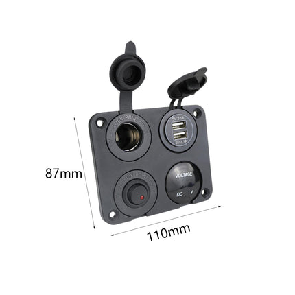 4 in 1 Charger Outlet Socket Panel Car Charger Outlet Socket for RV Car Red