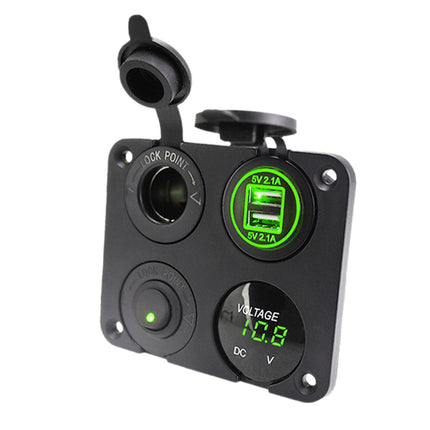 4 in 1 Charger Outlet Socket Panel Car Charger Outlet Socket for RV Car Green