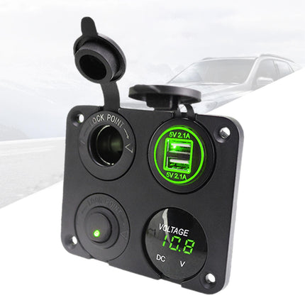 4 in 1 Charger Outlet Socket Panel Car Charger Outlet Socket for RV Car Green