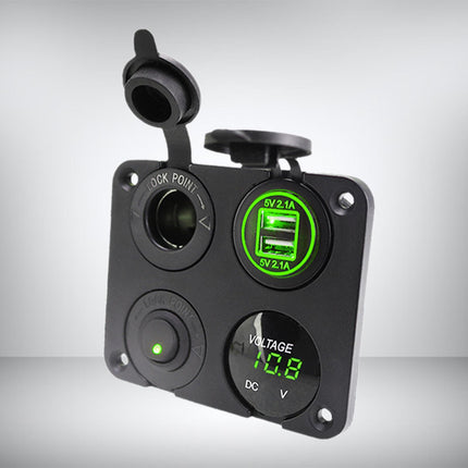 4 in 1 Charger Outlet Socket Panel Car Charger Outlet Socket for RV Car Green