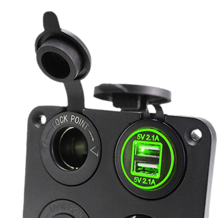 4 in 1 Charger Outlet Socket Panel Car Charger Outlet Socket for RV Car Green