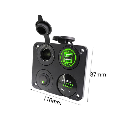 4 in 1 Charger Outlet Socket Panel Car Charger Outlet Socket for RV Car Green