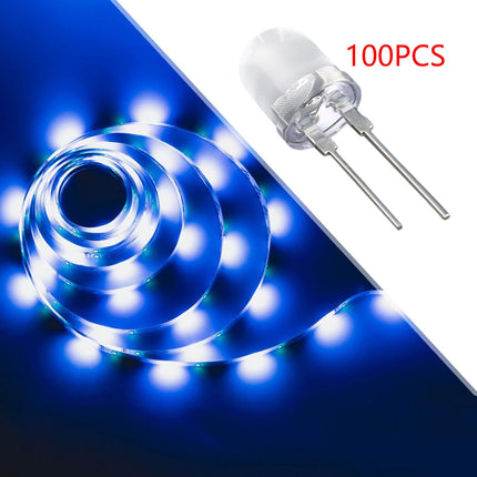 100 Pieces Emitting Diode Lamp Beads Round Head Straight Plug LED Lamp Beads Blue
