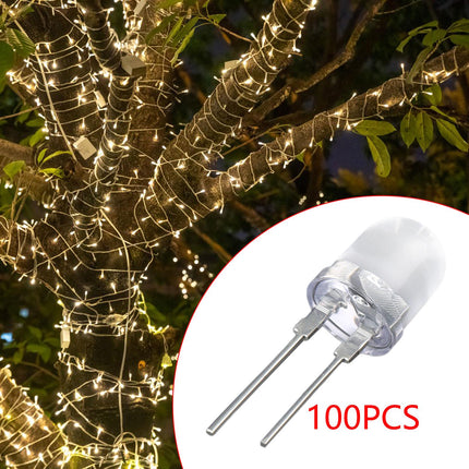 100 Pieces Emitting Diode Lamp Beads Round Head Straight Plug LED Lamp Beads Blue