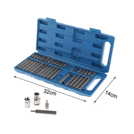 40Pcs 1/2'' 3/8'' Hex Torx Spline Socket Socket Set Portable for Repair Shops Argent