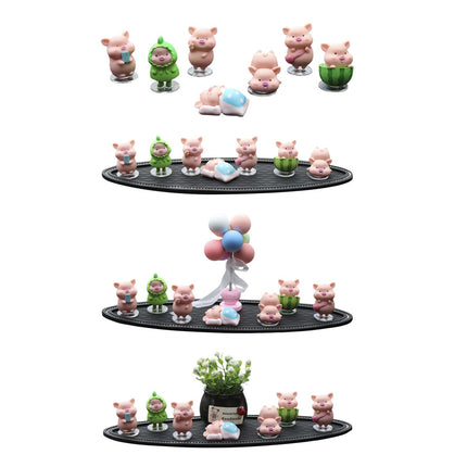 7Pcs Pig Figurines Car Dashboard Decoration for Bedroom Desktop Cabinet without Mat