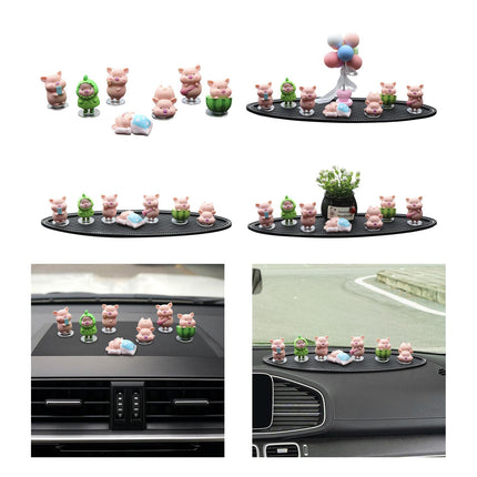 7Pcs Pig Figurines Car Dashboard Decoration for Bedroom Desktop Cabinet without Mat