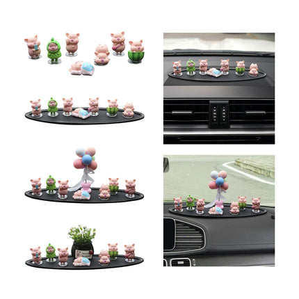 7Pcs Pig Figurines Car Dashboard Decoration for Bedroom Desktop Cabinet without Mat