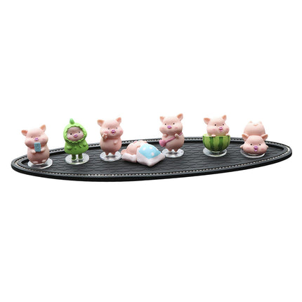 7Pcs Pig Figurines Car Dashboard Decoration for Bedroom Desktop Cabinet with Mat