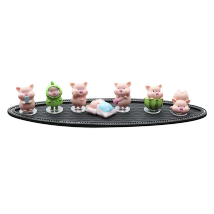 7Pcs Pig Figurines Car Dashboard Decoration for Bedroom Desktop Cabinet with Mat