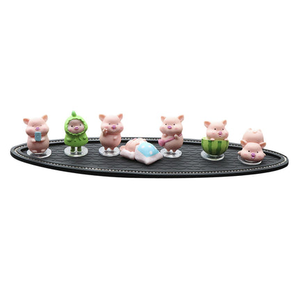 7Pcs Pig Figurines Car Dashboard Decoration for Bedroom Desktop Cabinet with Mat
