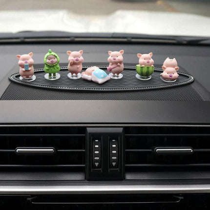 7Pcs Pig Figurines Car Dashboard Decoration for Bedroom Desktop Cabinet with Mat