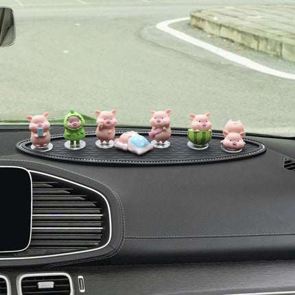 7Pcs Pig Figurines Car Dashboard Decoration for Bedroom Desktop Cabinet with Mat