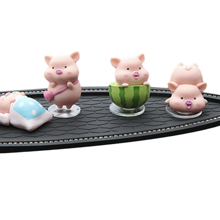 7Pcs Pig Figurines Car Dashboard Decoration for Bedroom Desktop Cabinet with Mat