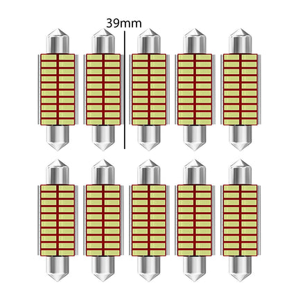 10Pcs Car Interior Light Trunk Light Accessories Light Dome Light Bulbs 39mm