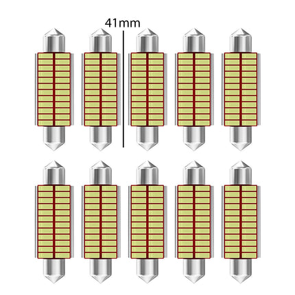 10Pcs Car Interior Light Trunk Light Accessories Light Dome Light Bulbs 41mm