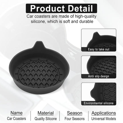 2 Pieces Generic Car Cup Holder Coasters Universal Auto Interior Accessories Black