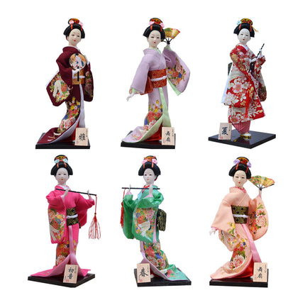 30cm Japanese Kimono Geisha Doll Traditional Statue Asian Kabuki Figurine Red