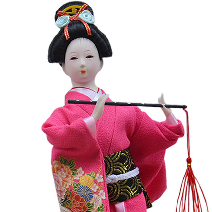 30cm Japanese Kimono Geisha Doll Traditional Statue Asian Kabuki Figurine Red