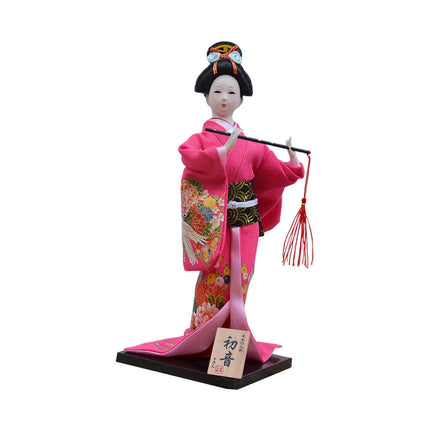 30cm Japanese Kimono Geisha Doll Traditional Statue Asian Kabuki Figurine Red