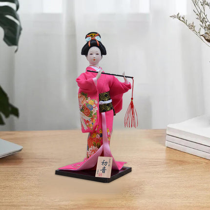 30cm Japanese Kimono Geisha Doll Traditional Statue Asian Kabuki Figurine Red