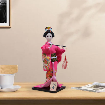 30cm Japanese Kimono Geisha Doll Traditional Statue Asian Kabuki Figurine Red