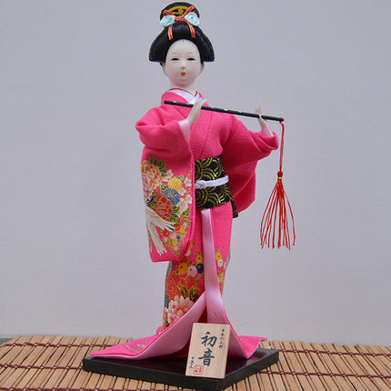 30cm Japanese Kimono Geisha Doll Traditional Statue Asian Kabuki Figurine Red