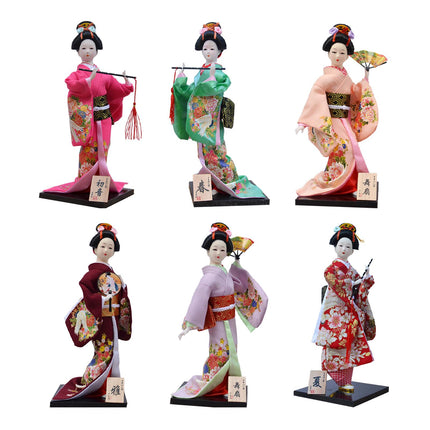 30cm Japanese Kimono Geisha Doll Traditional Statue Asian Kabuki Figurine Red