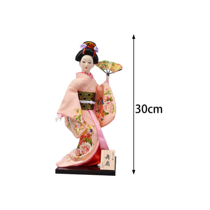 30cm Japanese Kimono Geisha Doll Traditional Statue Asian Kabuki Figurine Pink