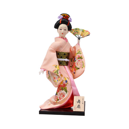30cm Japanese Kimono Geisha Doll Traditional Statue Asian Kabuki Figurine Pink