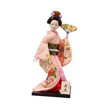 30cm Japanese Kimono Geisha Doll Traditional Statue Asian Kabuki Figurine Pink