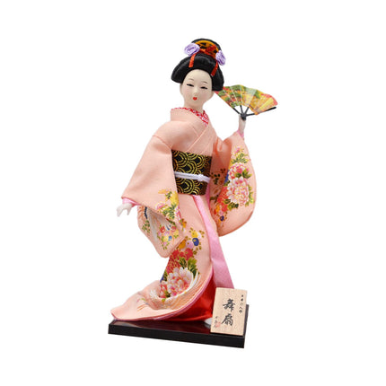 30cm Japanese Kimono Geisha Doll Traditional Statue Asian Kabuki Figurine Pink