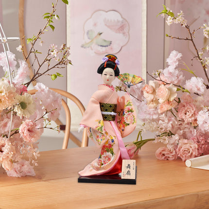 30cm Japanese Kimono Geisha Doll Traditional Statue Asian Kabuki Figurine Pink