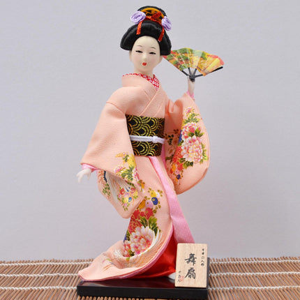 30cm Japanese Kimono Geisha Doll Traditional Statue Asian Kabuki Figurine Pink
