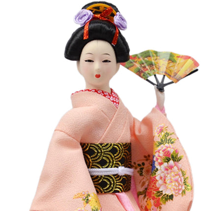 30cm Japanese Kimono Geisha Doll Traditional Statue Asian Kabuki Figurine Pink
