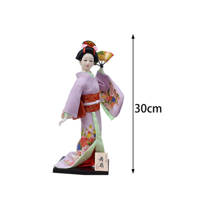 30cm Japanese Kimono Geisha Doll Traditional Statue Asian Kabuki Figurine Violet