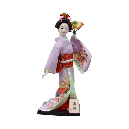 30cm Japanese Kimono Geisha Doll Traditional Statue Asian Kabuki Figurine Violet