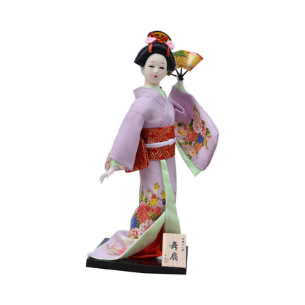 30cm Japanese Kimono Geisha Doll Traditional Statue Asian Kabuki Figurine Violet