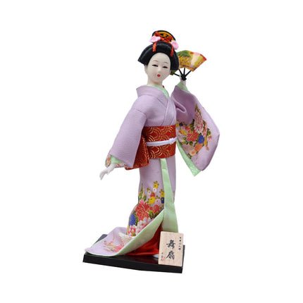 30cm Japanese Kimono Geisha Doll Traditional Statue Asian Kabuki Figurine Violet