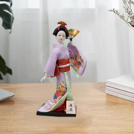 30cm Japanese Kimono Geisha Doll Traditional Statue Asian Kabuki Figurine Violet