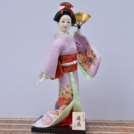 30cm Japanese Kimono Geisha Doll Traditional Statue Asian Kabuki Figurine Violet
