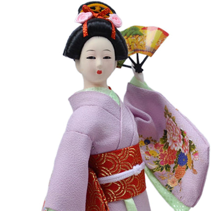 30cm Japanese Kimono Geisha Doll Traditional Statue Asian Kabuki Figurine Violet